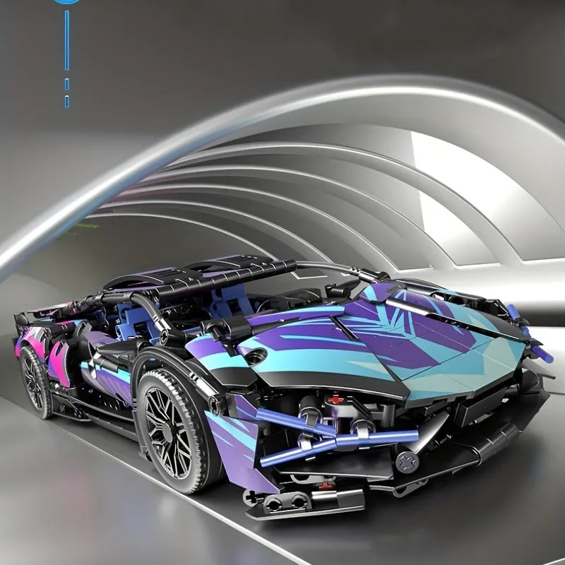 1314 pezzi tecnici nuovo modello di macchinina giocattolo, giocattolo di mattoni per veicolo da corsa assemblato per auto sporti