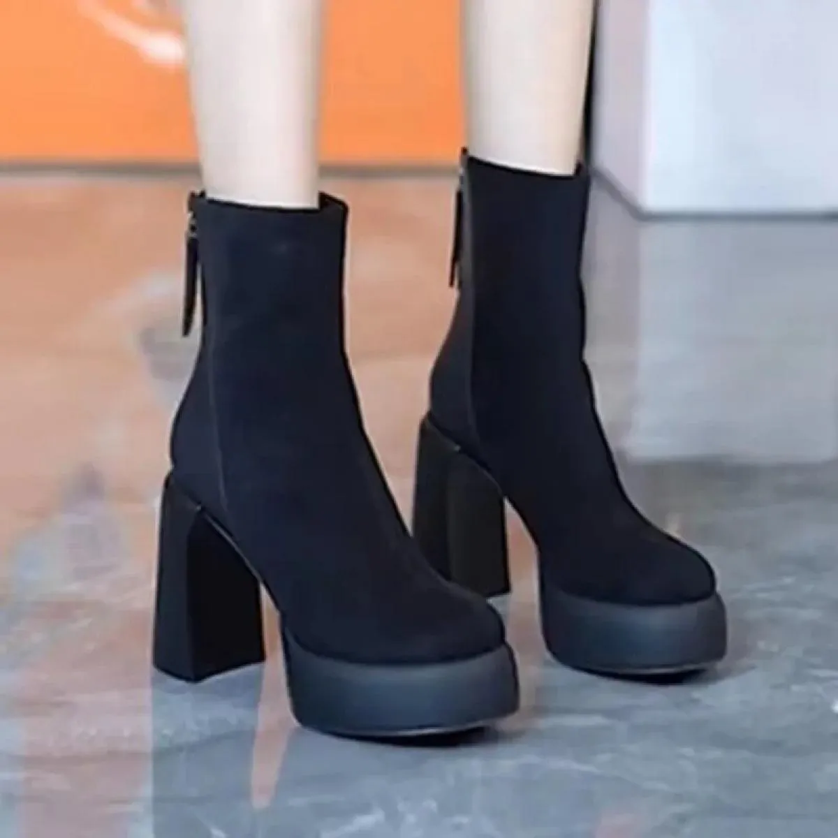 2024 Autunno Donne di Vendita Calde Tacchi Alti Stivali di Design di Lusso Cerniera Testa Rotonda Solido Pu Donne Stivali Moda B