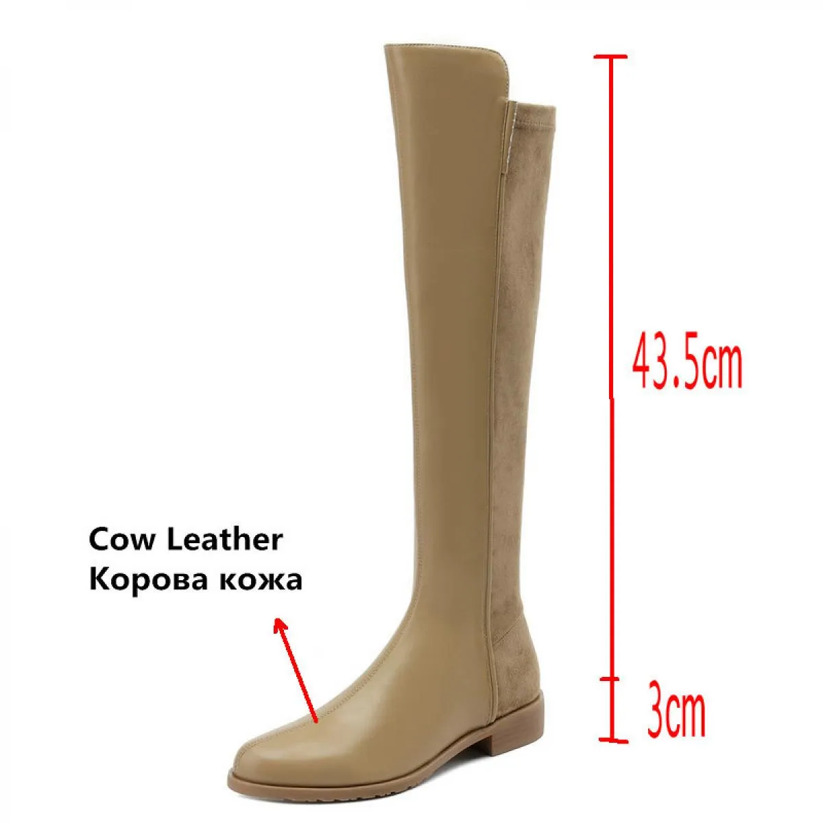 2024 Autunno Inverno Donna Stivali alti al ginocchio Stretch Vera pelle Tacchi bassi Office Ladies Party Shoes Donna Taglia 34 4