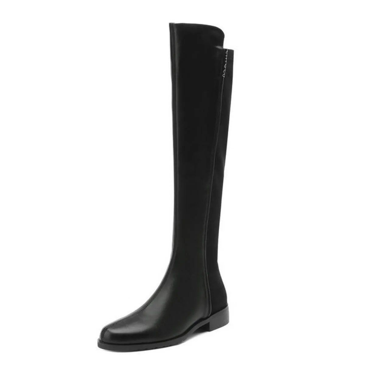 2024 Autunno Inverno Donna Stivali alti al ginocchio Stretch Vera pelle Tacchi bassi Office Ladies Party Shoes Donna Taglia 34 4