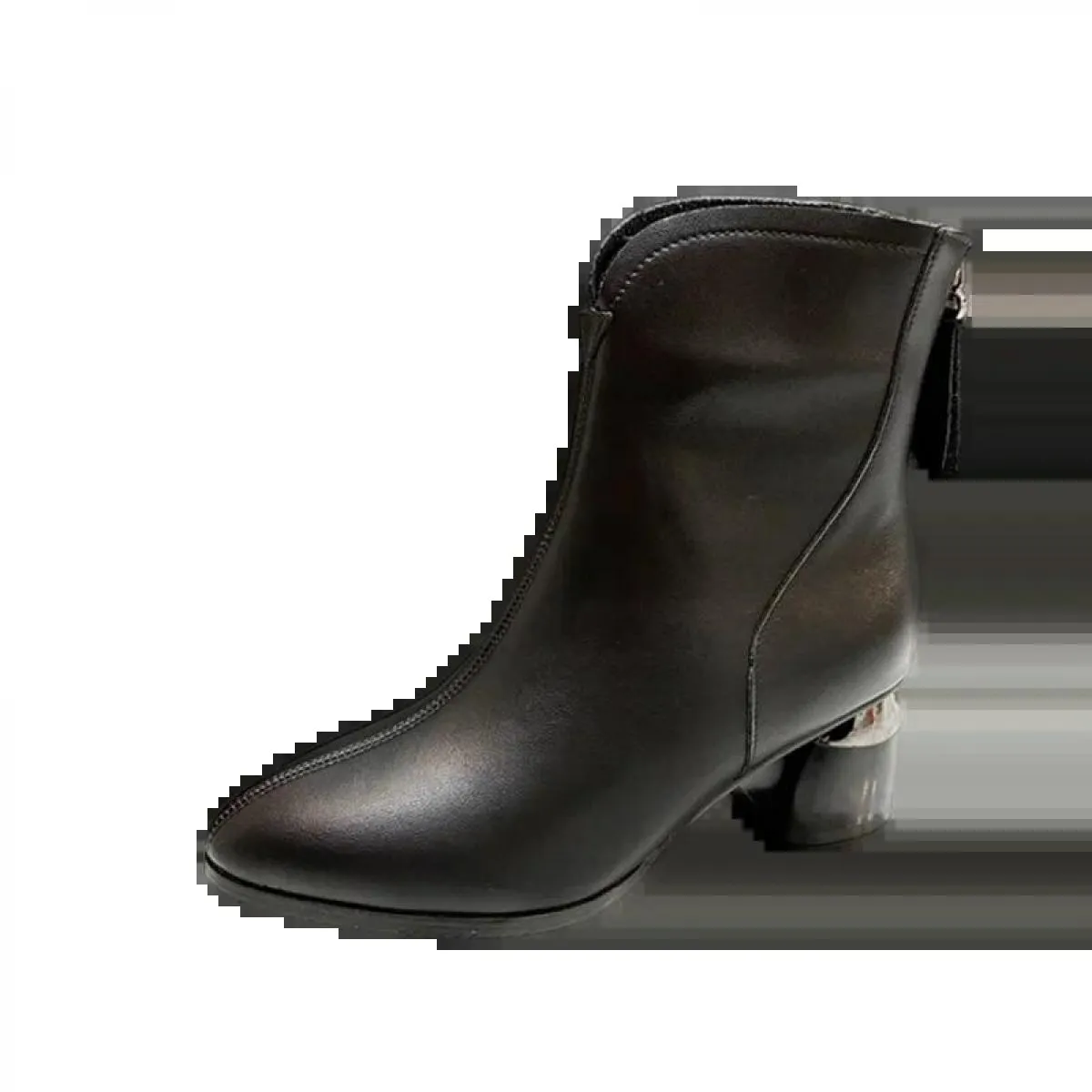 2024 Inverno Nuovo Grande Mid Cap Stivali da Donna Moda Tacco Grosso Set Toe Pu Caldo Colore Solido Cavaliere Stivali Bottes Pou