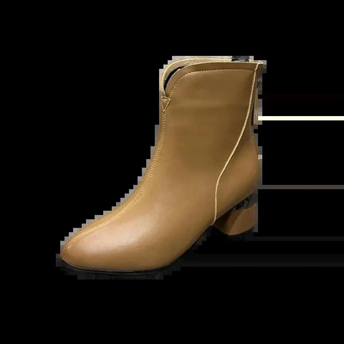 2024 Inverno Nuovo Grande Mid Cap Stivali da Donna Moda Tacco Grosso Set Toe Pu Caldo Colore Solido Cavaliere Stivali Bottes Pou