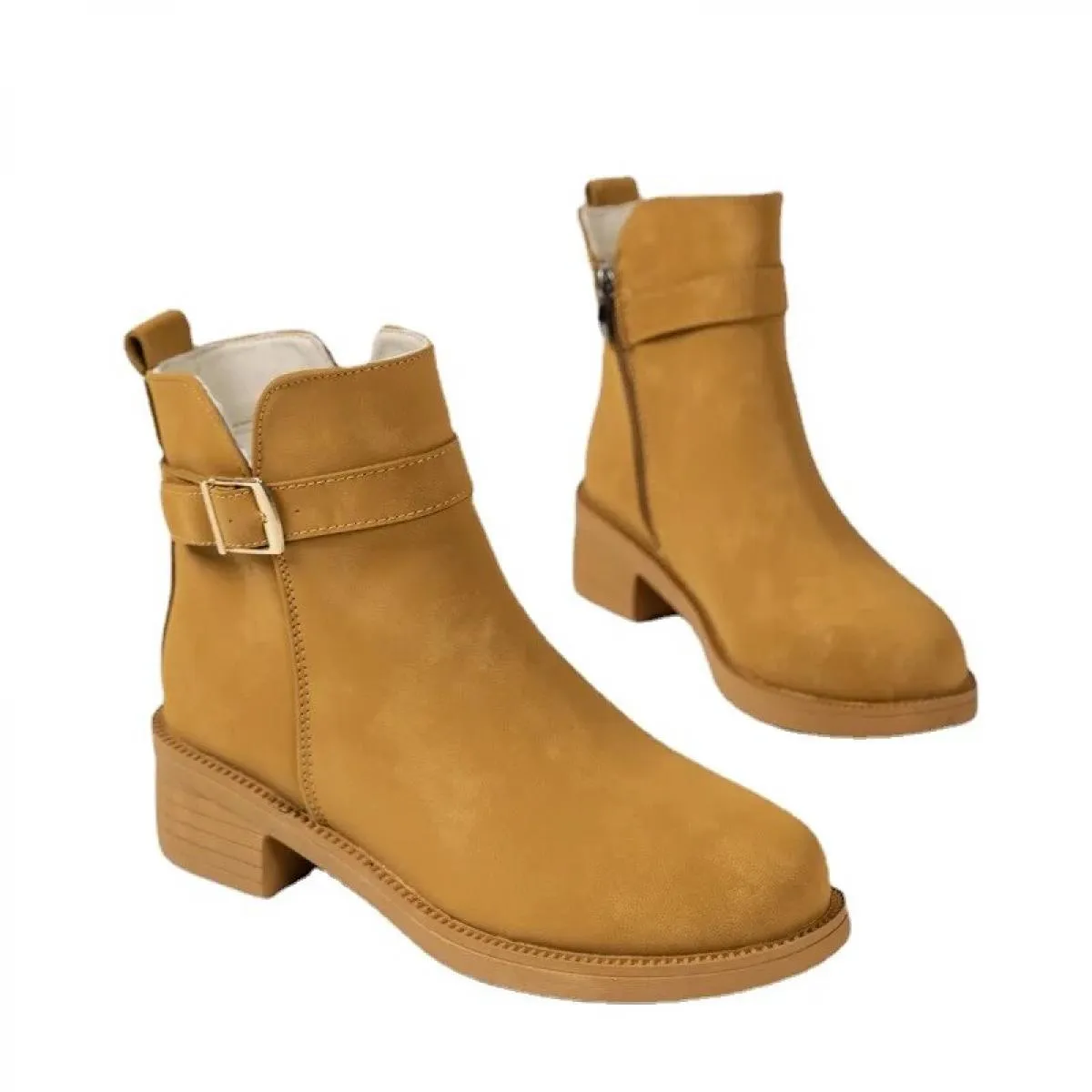 2024 moda primavera vendita calda stivali retrò pu scarpe classiche cerniera tinta unita tacco quadrato stivali da donna zapatos