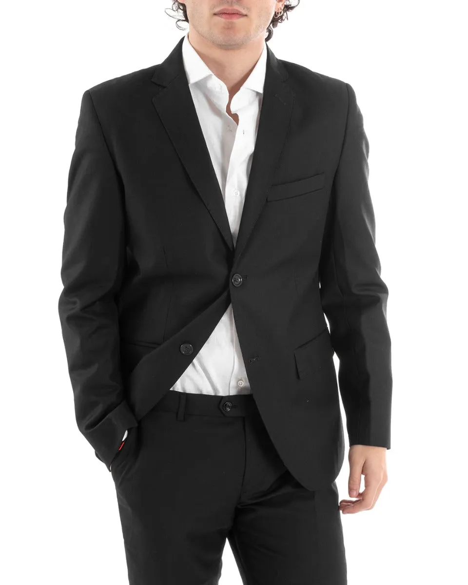 Abito Uomo Vestito Monopetto Completo Giacca Pantaloni Nero Smoking Elegante Cerimonia GIOSAL-AE1003A