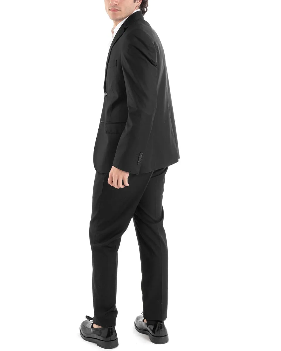 Abito Uomo Vestito Monopetto Completo Giacca Pantaloni Nero Smoking Elegante Cerimonia GIOSAL-AE1003A