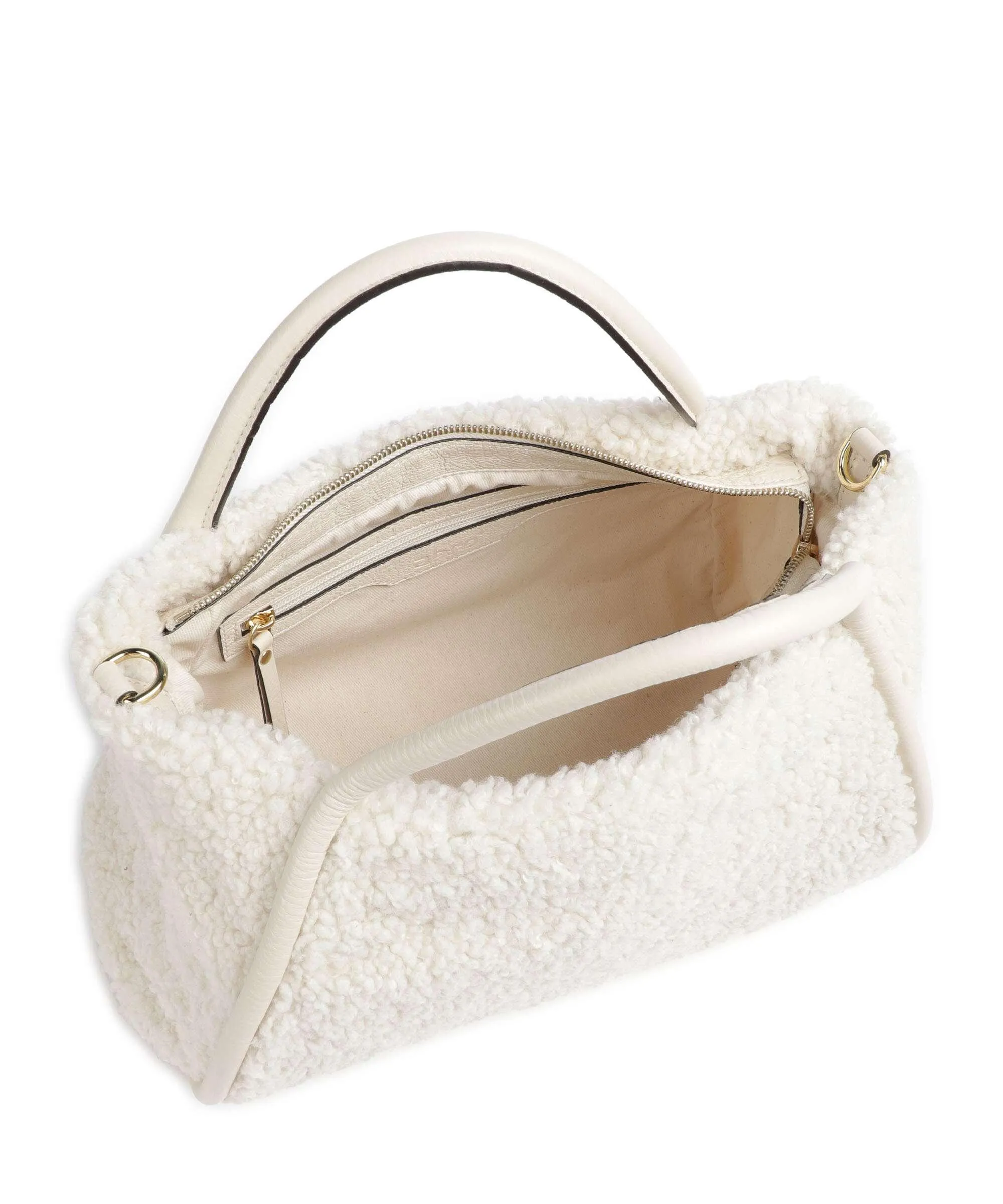  Abro Artico Willow Borsa a mano pelliccia, pelle di vacchetta grana avorio  