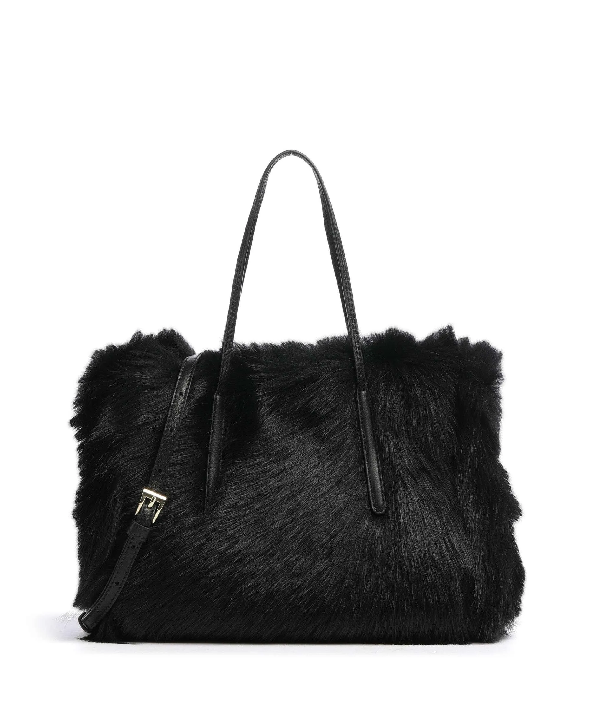  Abro Shearling Noelle Borsa a mano pelliccia, pelle di vacchetta finemente grana nero  