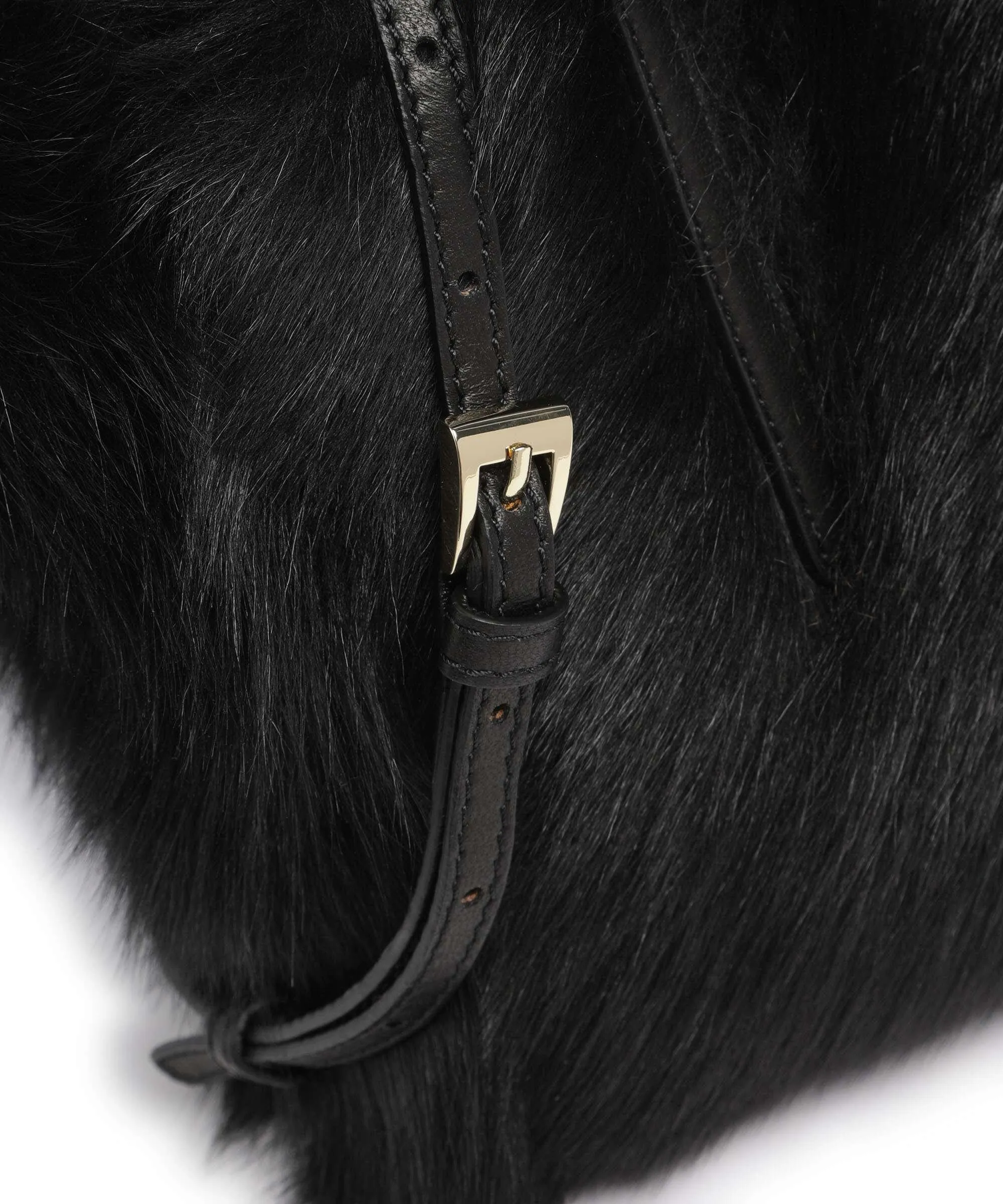  Abro Shearling Noelle Borsa a mano pelliccia, pelle di vacchetta finemente grana nero  