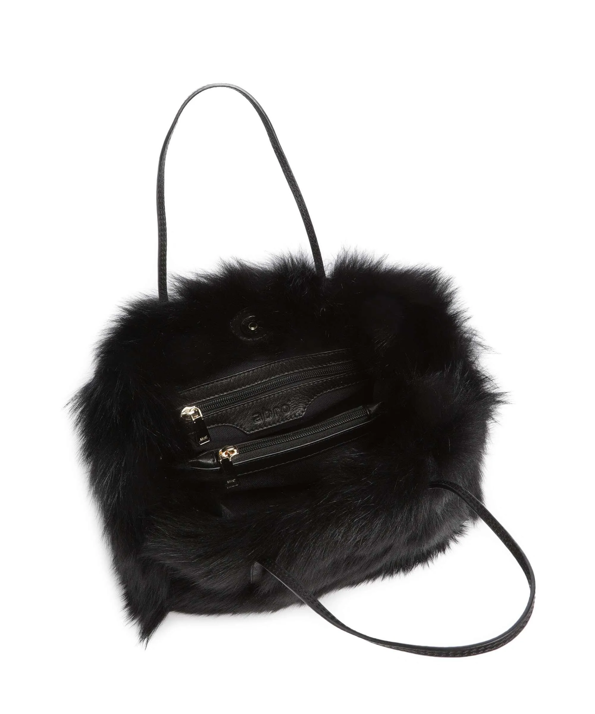  Abro Shearling Noelle Borsa a mano pelliccia, pelle di vacchetta finemente grana nero  