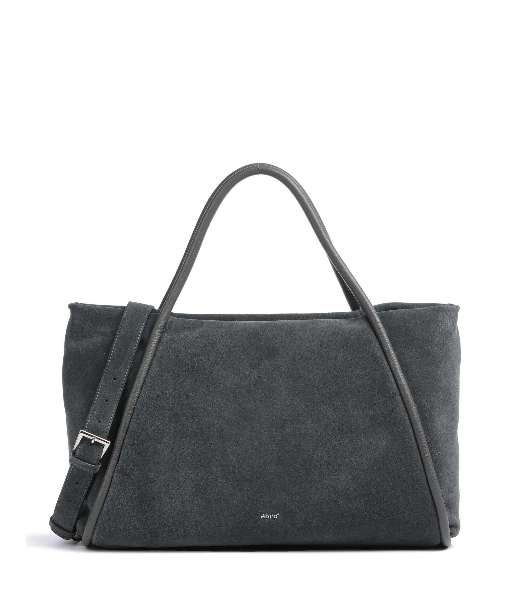  Abro Suede Willow Borsa a mano pelle bovina ruvida grigio scuro  