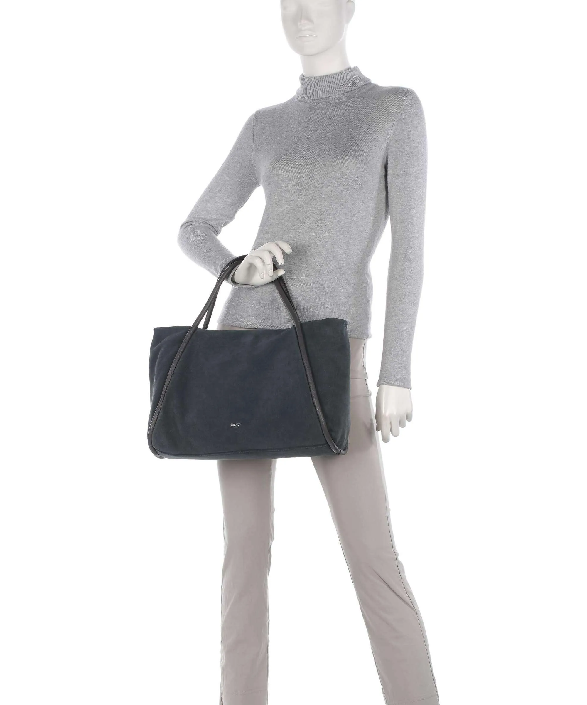  Abro Suede Willow Borsa a mano pelle bovina ruvida grigio scuro  