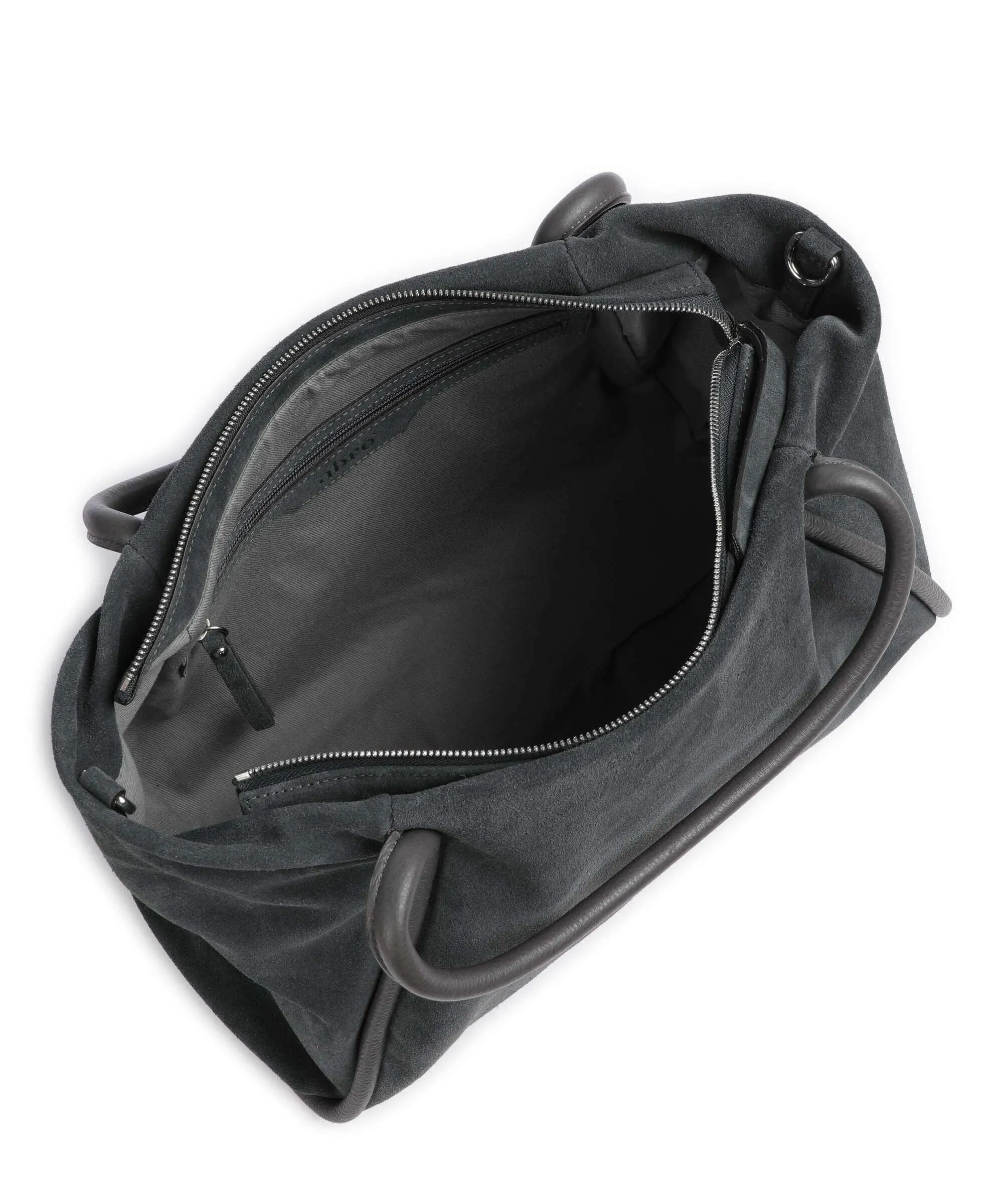  Abro Suede Willow Borsa a mano pelle bovina ruvida grigio scuro  