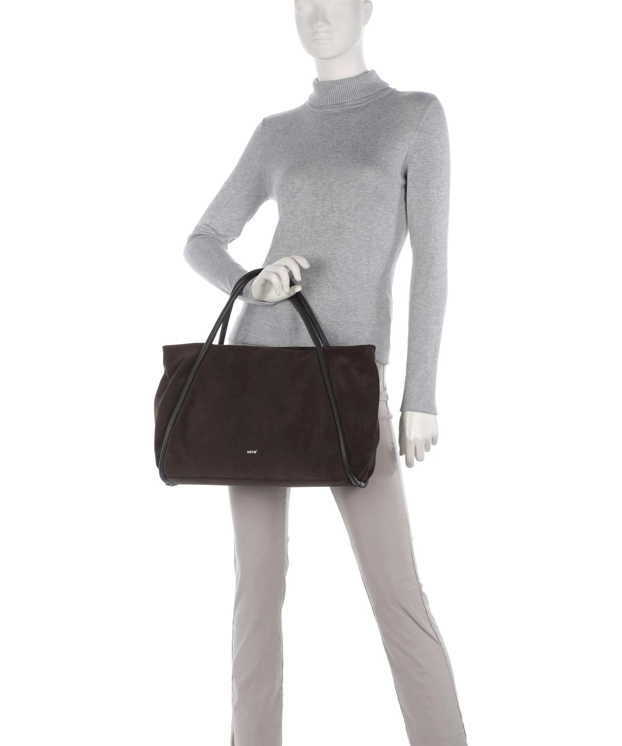  Abro Suede Willow Borsa a mano pelle bovina ruvida marrone scuro  