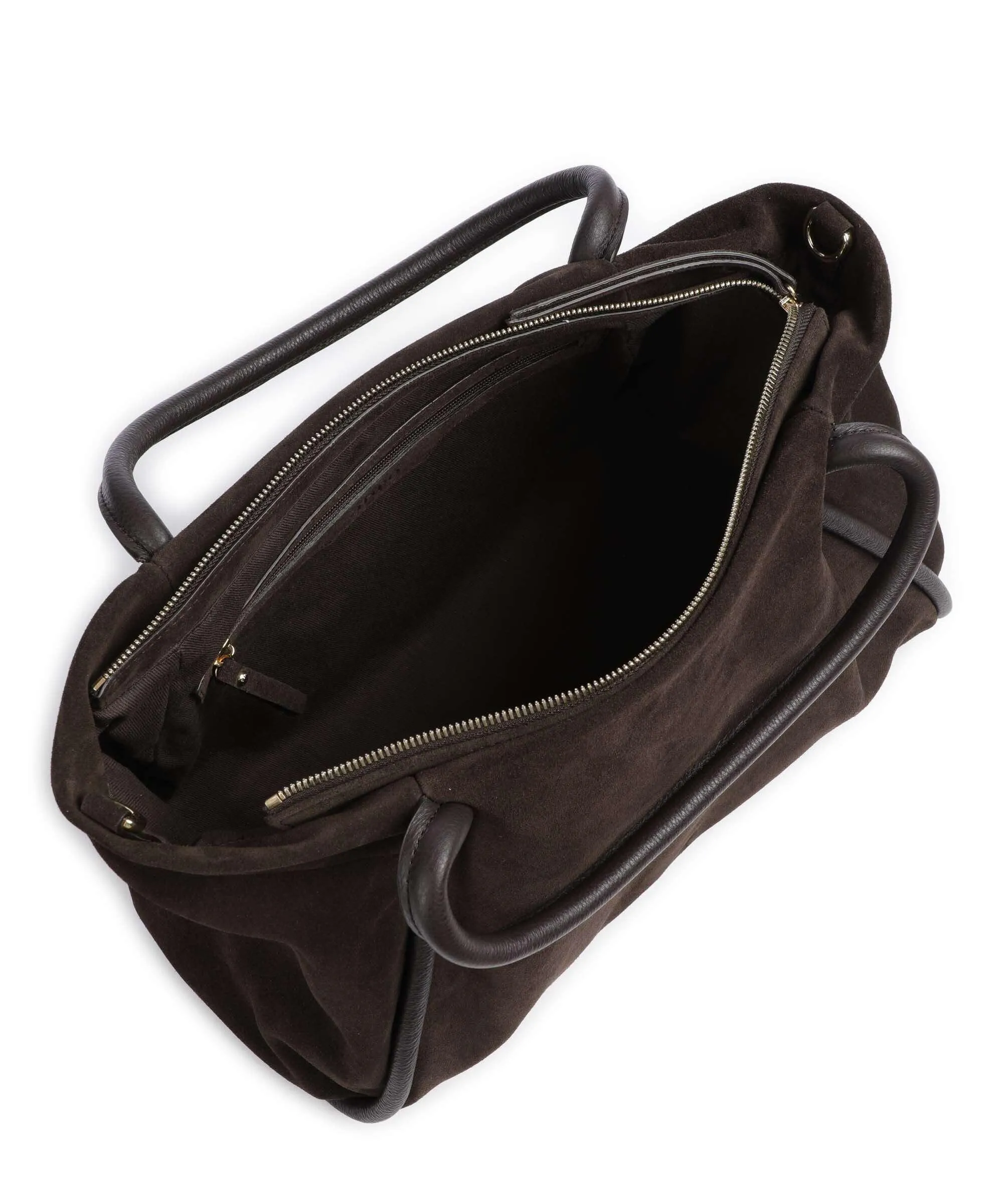  Abro Suede Willow Borsa a mano pelle bovina ruvida marrone scuro  