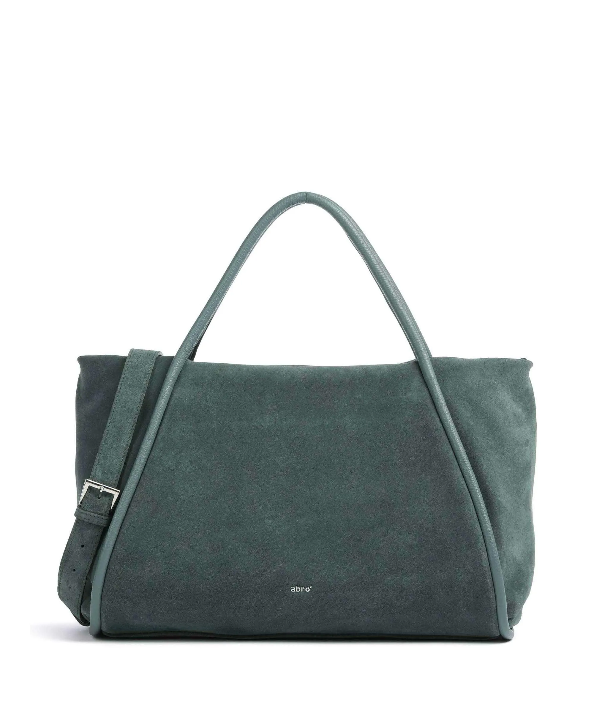  Abro Suede Willow Borsa a mano pelle bovina ruvida verde scuro  