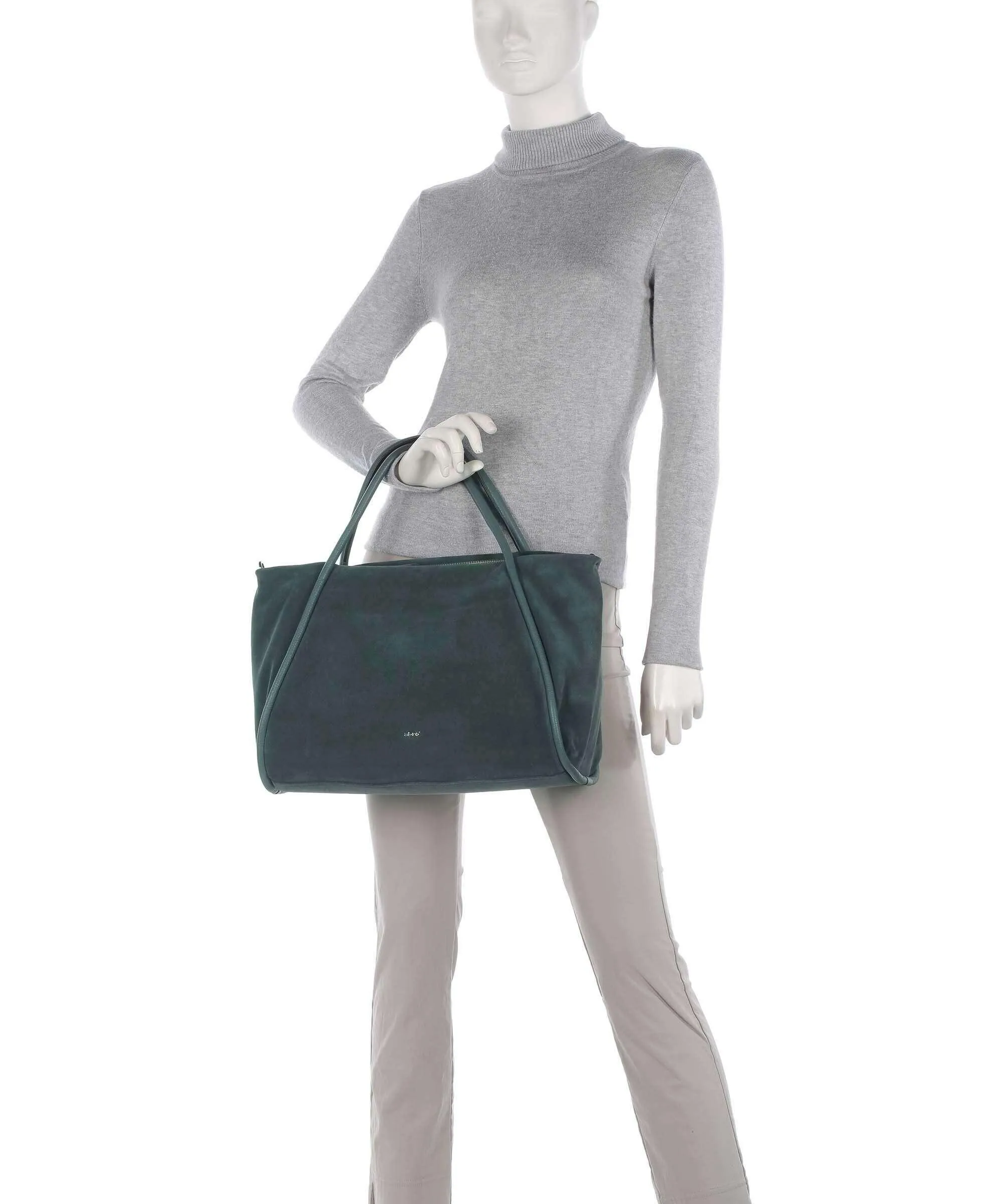  Abro Suede Willow Borsa a mano pelle bovina ruvida verde scuro  
