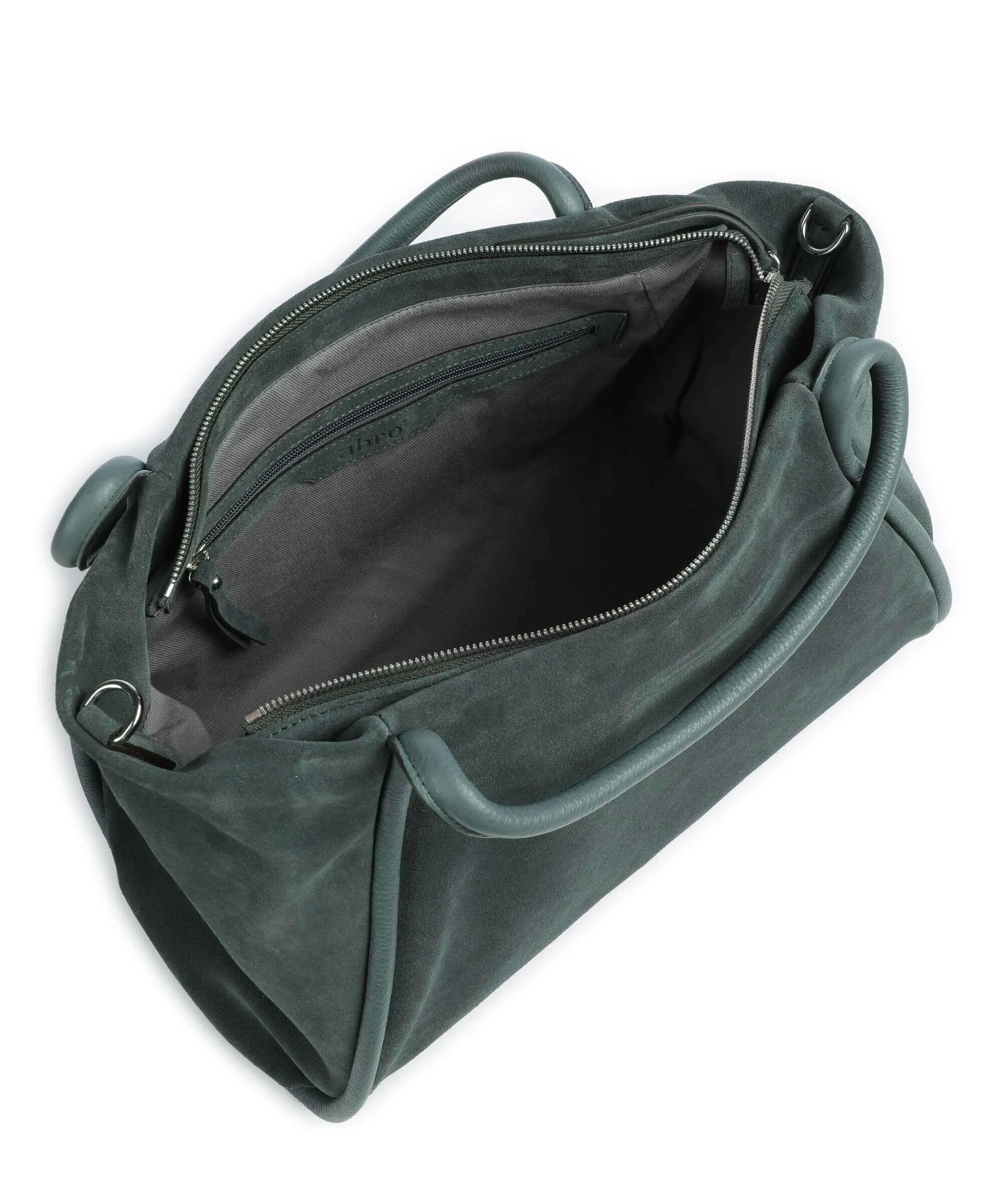  Abro Suede Willow Borsa a mano pelle bovina ruvida verde scuro  