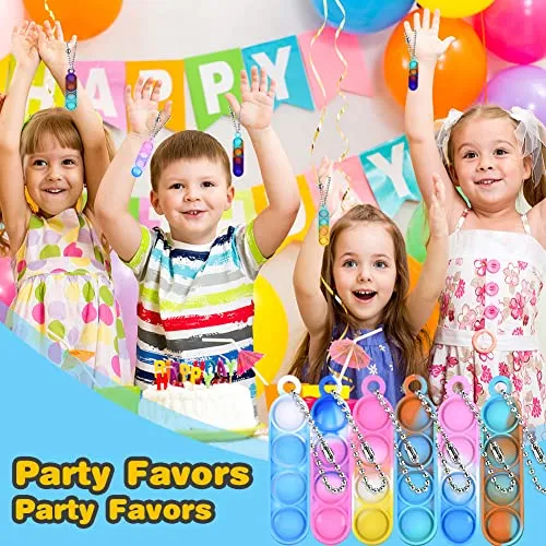 Ainiv 32PC Mini Pop Push It Fidget Toy Portachiavi,Colorato Silicone Spremere Pop Bubble Giocattoli Sensoriali Bulk,Poppet Bubbl