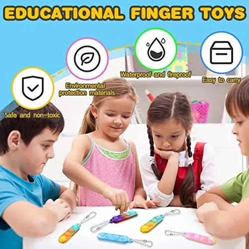 Ainiv 32PC Mini Pop Push It Fidget Toy Portachiavi,Colorato Silicone Spremere Pop Bubble Giocattoli Sensoriali Bulk,Poppet Bubbl
