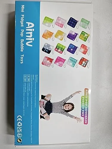 Ainiv 32PC Mini Pop Push It Fidget Toy Portachiavi,Colorato Silicone Spremere Pop Bubble Giocattoli Sensoriali Bulk,Poppet Bubbl