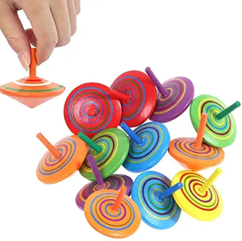 Annhao 30 Pezzi Mini Trottole, in Legno creativi Gadget compleanno, per bambini di 3-7 anni (Colore Casuale)