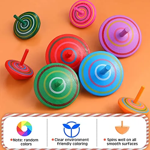 Annhao 30 Pezzi Mini Trottole, in Legno creativi Gadget compleanno, per bambini di 3-7 anni (Colore Casuale)