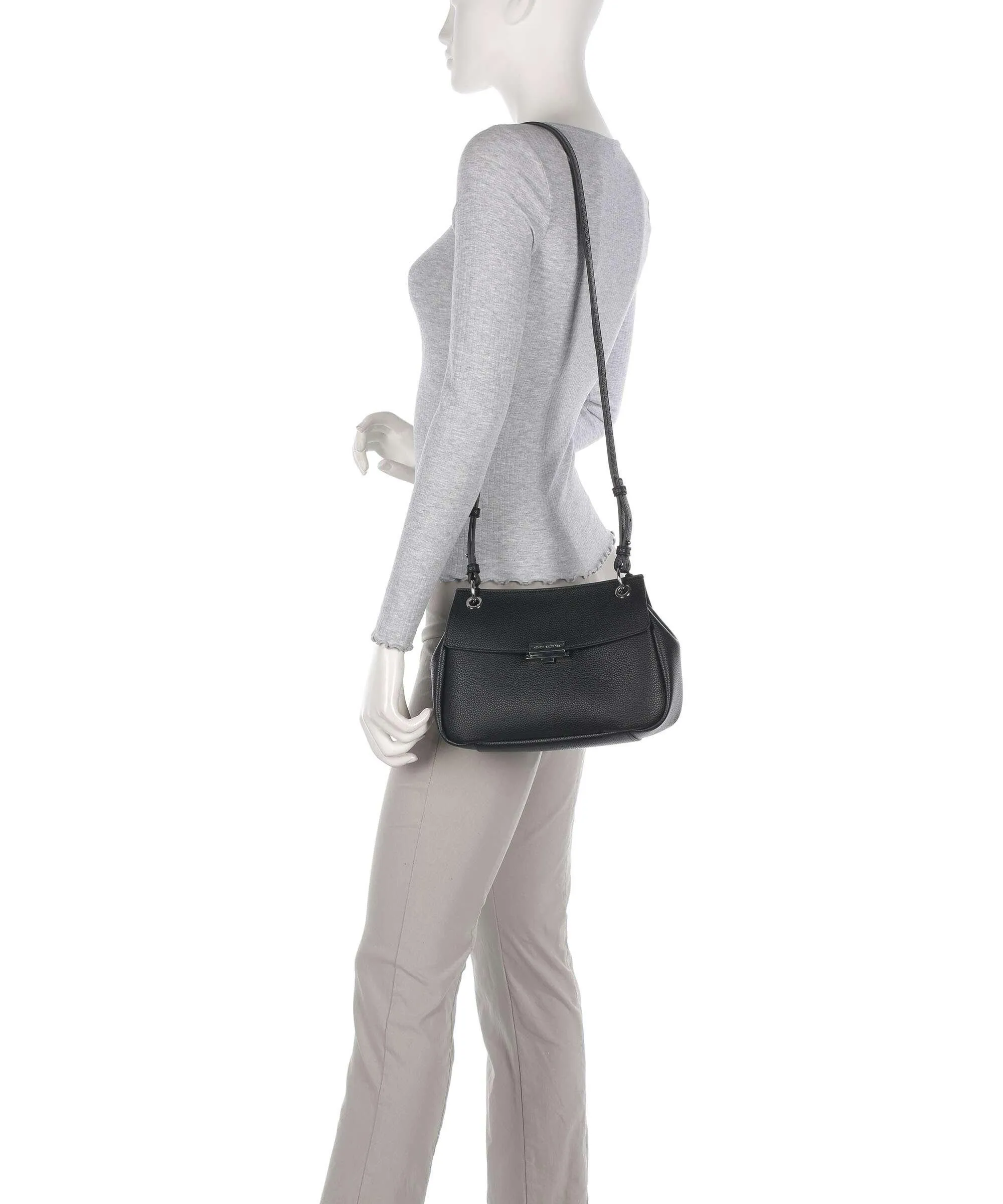  Armani Exchange Wave M Borsa a mano pelle sintetica nero  