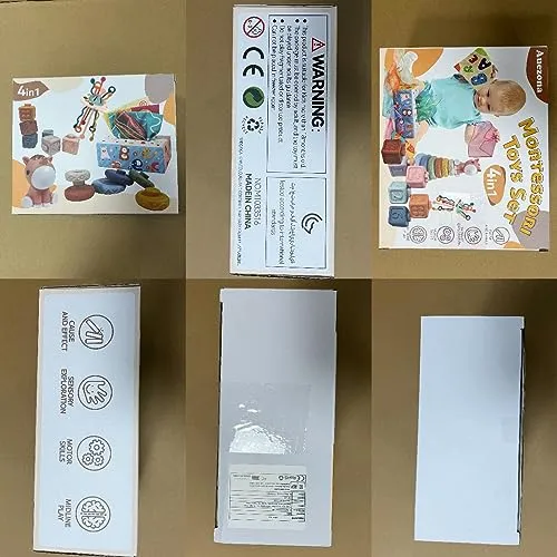 Auezona Giochi Montessori 6-9 Mesi, 4 in 1, Neonati, Bambini con UFO, Giocattoli Blocchi di Costruzione Impilabili 3 6 9 12 Mesi