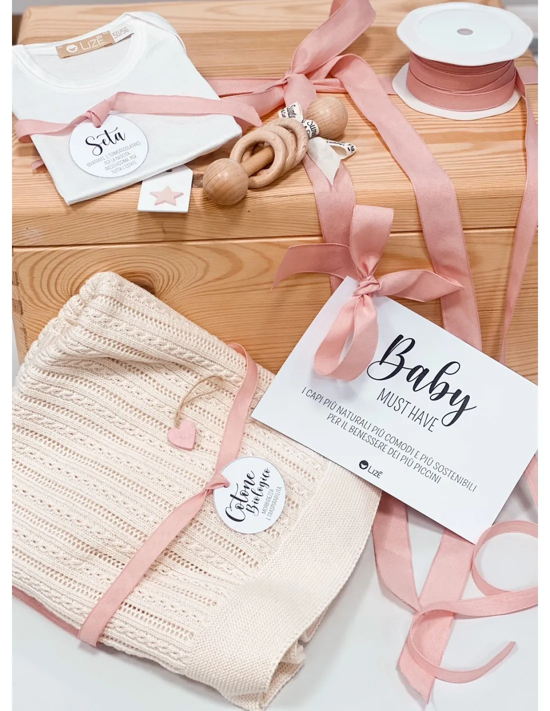 BABY GIFT BOX IN LEGNO CON SONAGLINO