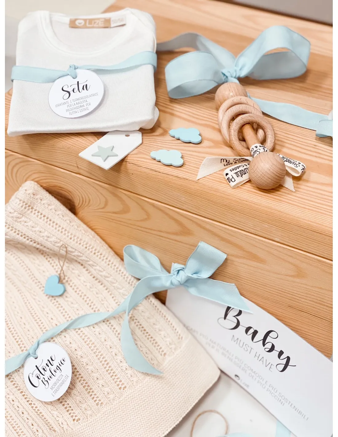 BABY GIFT BOX IN LEGNO CON SONAGLINO