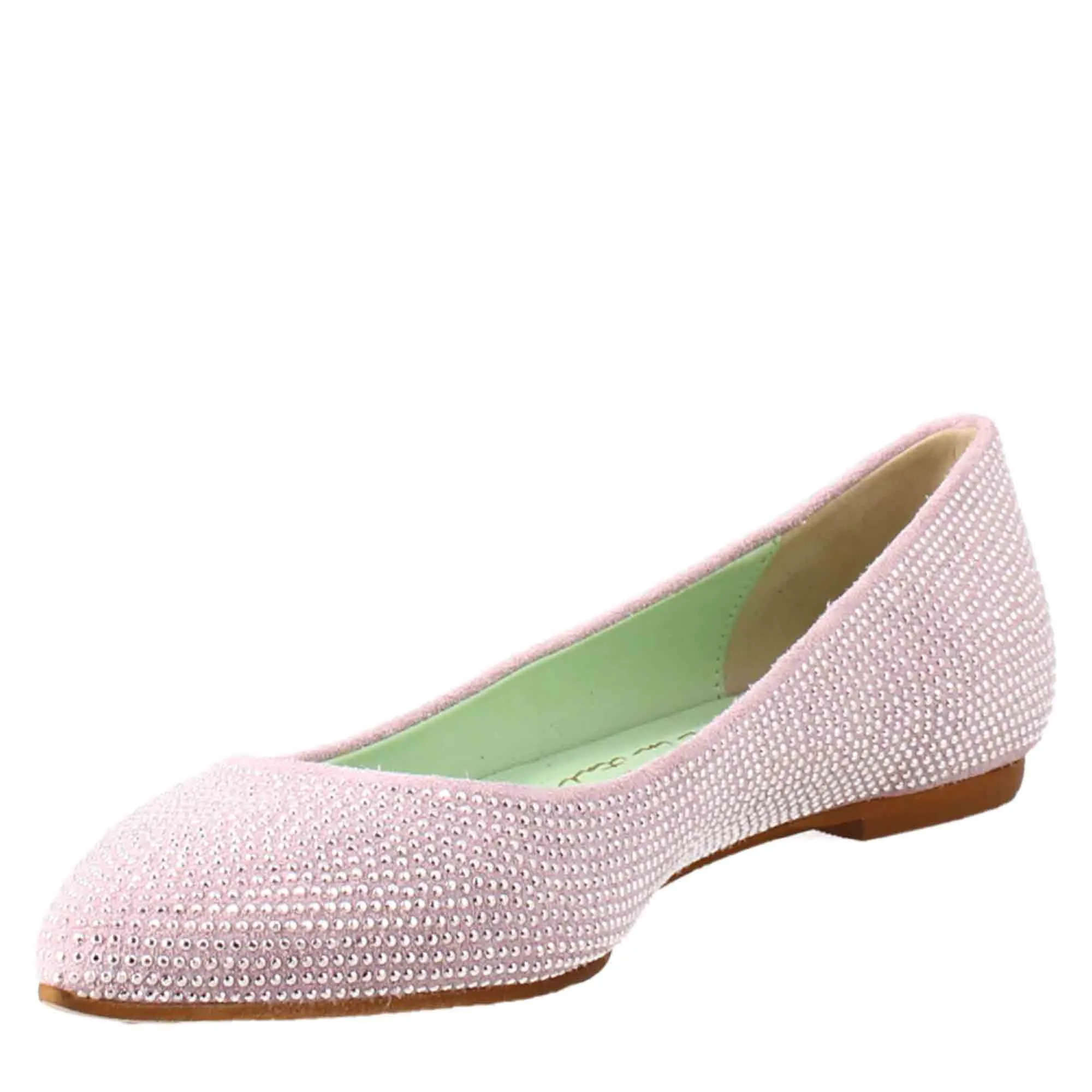 Ballerine da donna color lilla in pelle scamosciata con strass