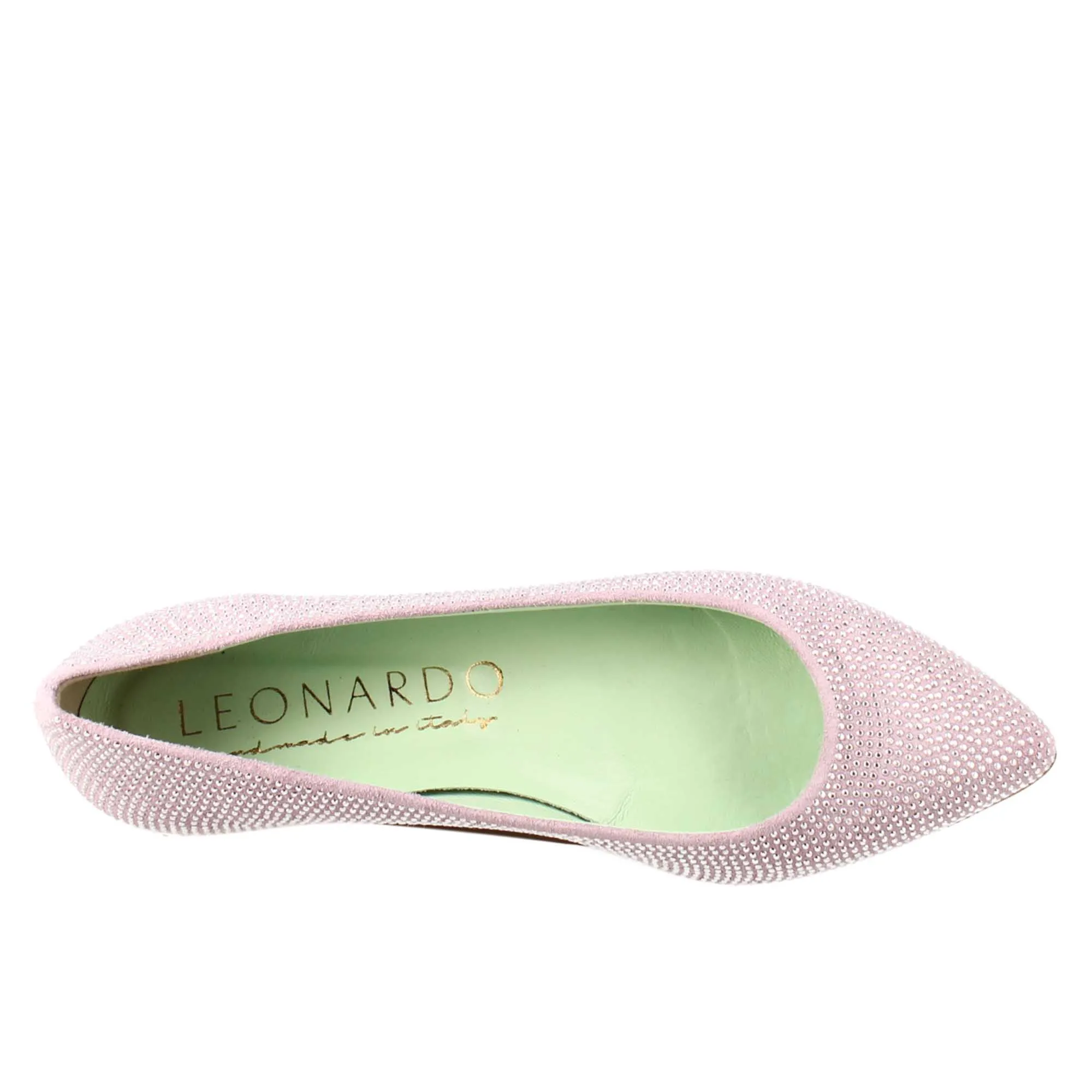 Ballerine da donna color lilla in pelle scamosciata con strass