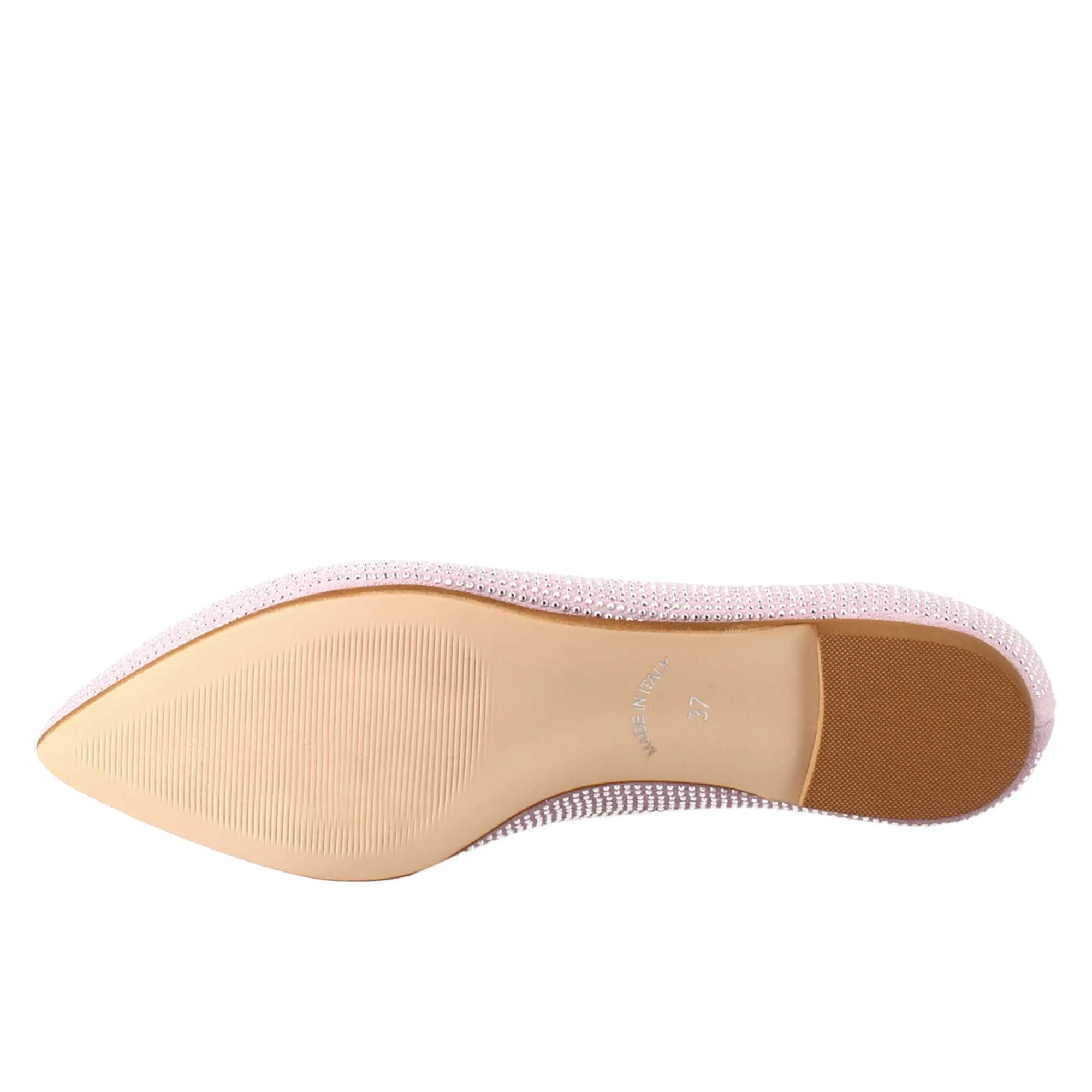 Ballerine da donna color lilla in pelle scamosciata con strass