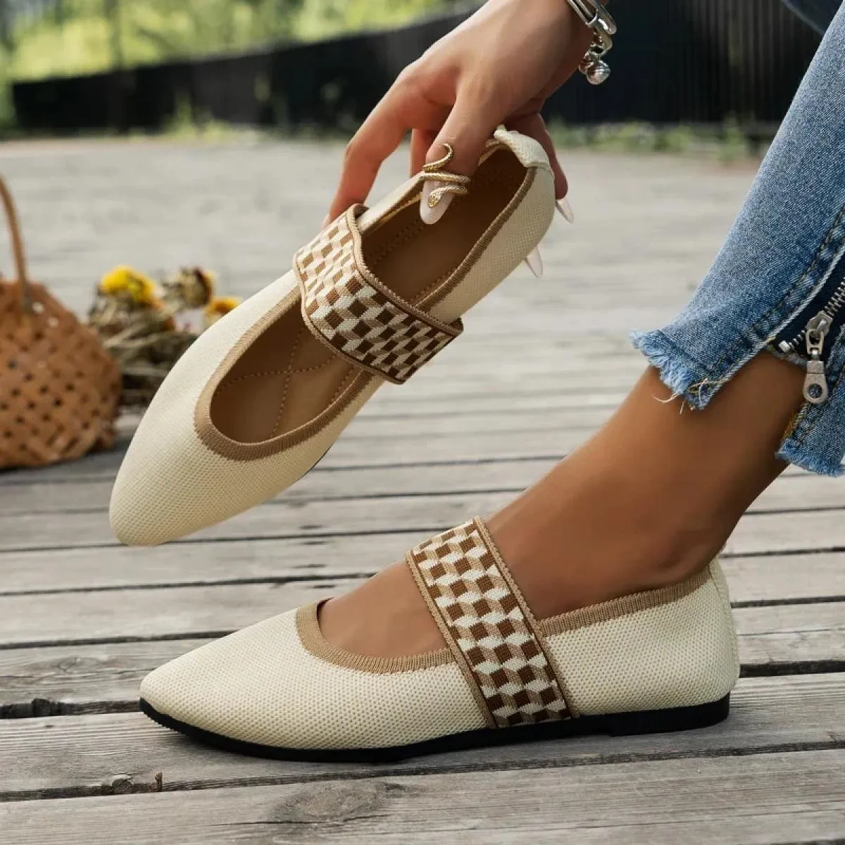 Ballerine da donna Scarpe casual Tacco basso Scarpe da ginnastica eleganti a piedi nudi da donna Socofy Comode scarpe a punta In