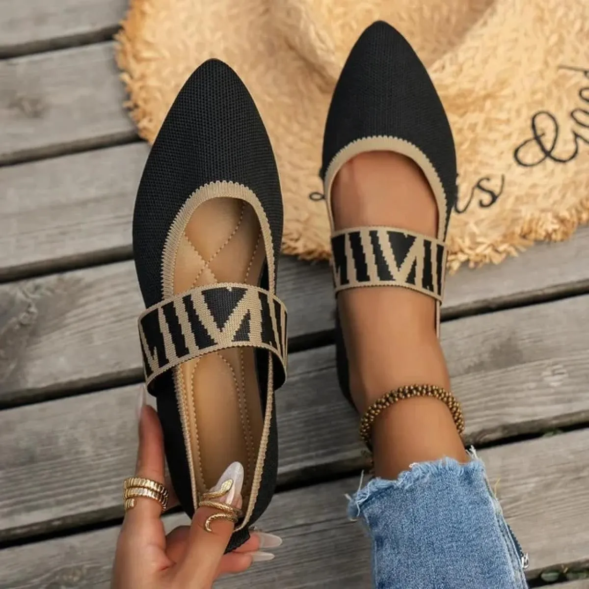 Ballerine da donna Scarpe casual Tacco basso Scarpe da ginnastica eleganti a piedi nudi da donna Socofy Comode scarpe a punta In