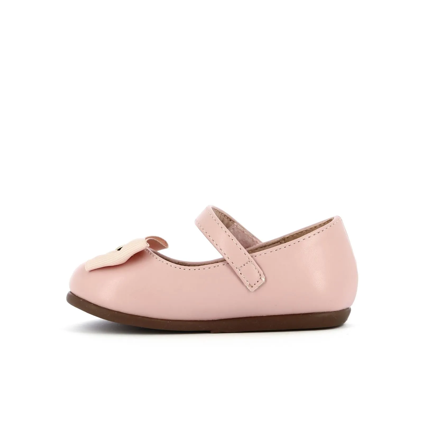 Ballerine rosa modello mary jane con velcro e fiocco da bimba