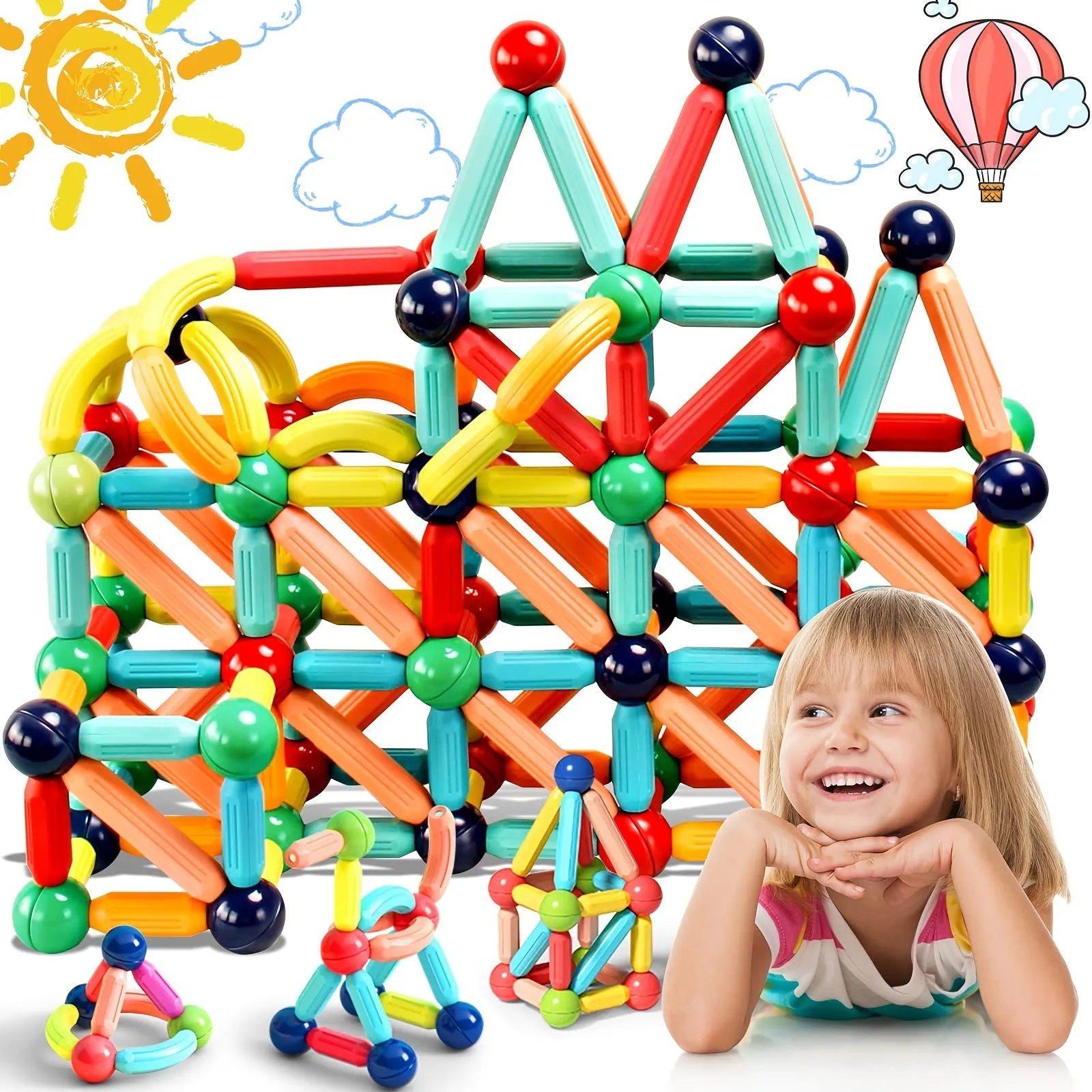 Bastoncini magnetici, mattoncini, giocattoli, magneti 3D, puzzle, giocattoli regalo per bambini, giocattoli Montessori, giocatto