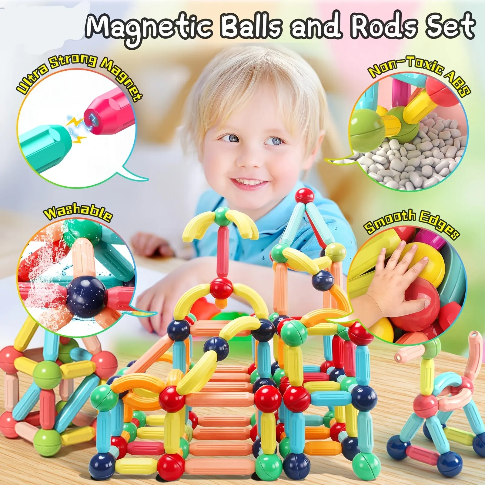 Bastoncini magnetici, mattoncini, giocattoli, magneti 3D, puzzle, giocattoli regalo per bambini, giocattoli Montessori, giocatto