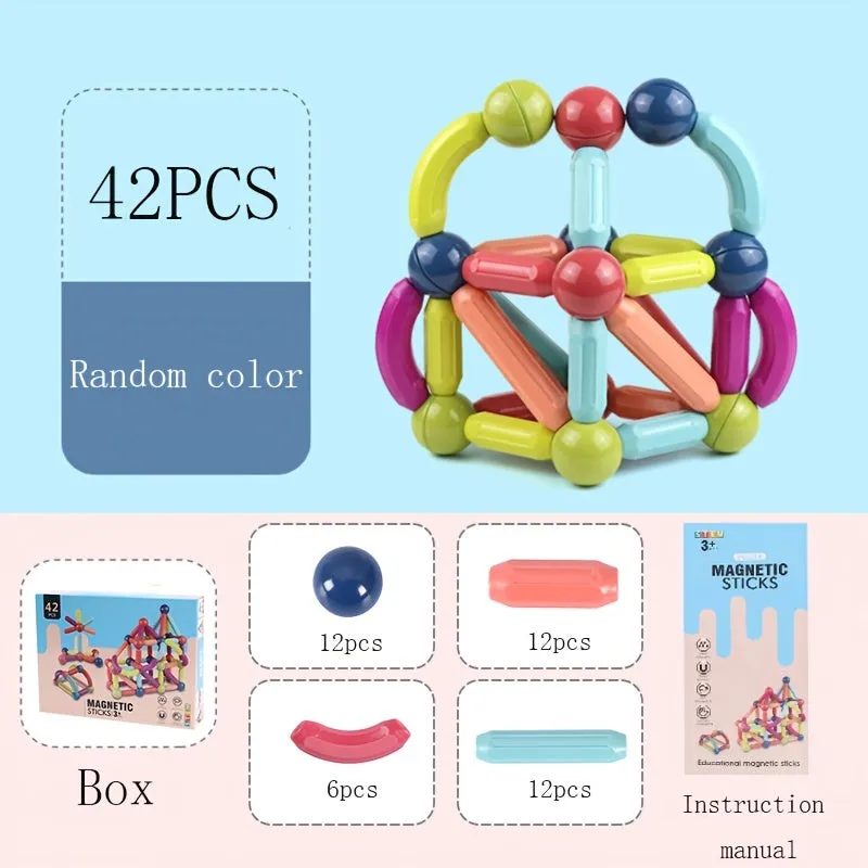 Bastoncini magnetici, mattoncini, giocattoli, magneti 3D, puzzle, giocattoli regalo per bambini, giocattoli Montessori, giocatto