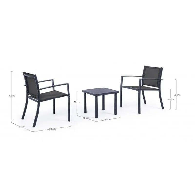 Bizzotto outdoor Set 3 Salotto Auri antracite ja18