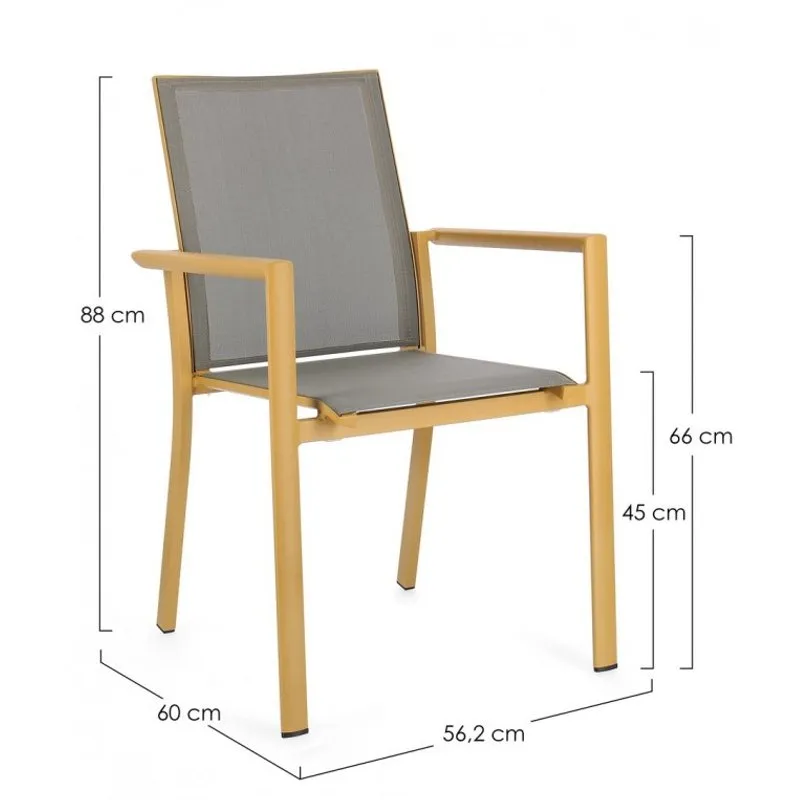 Bizzotto outdoor Set 4 sedie con braccioli Konnor senape