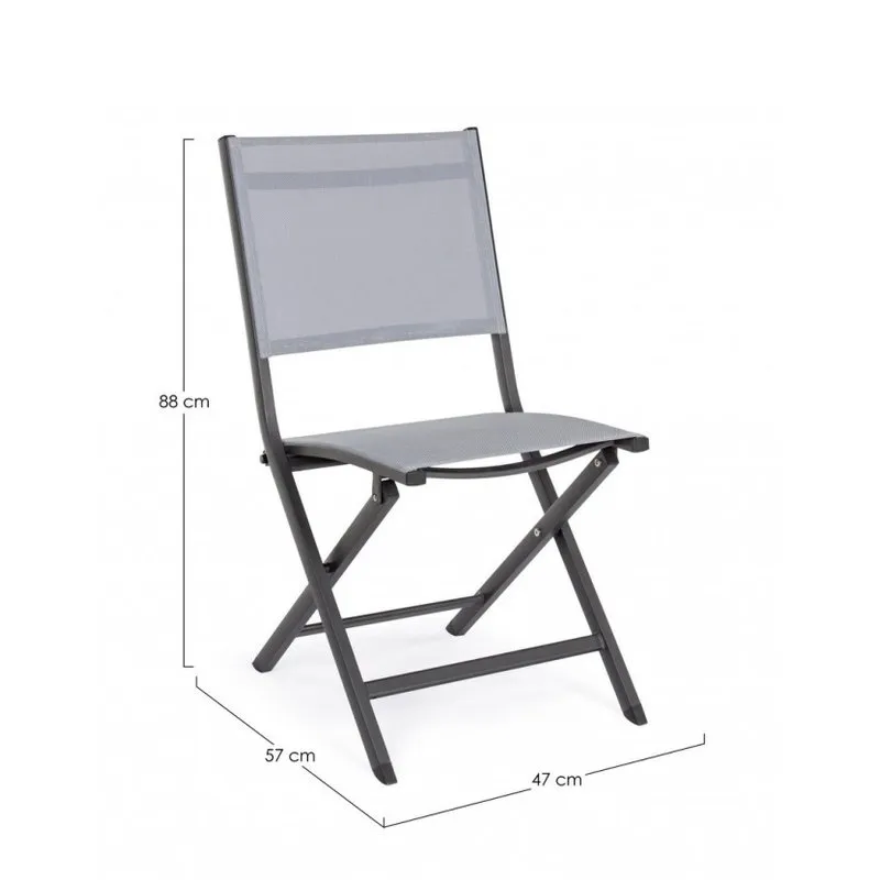 Bizzotto outdoor Set da 4 - Sedia pieghevole Elin antracite lh32