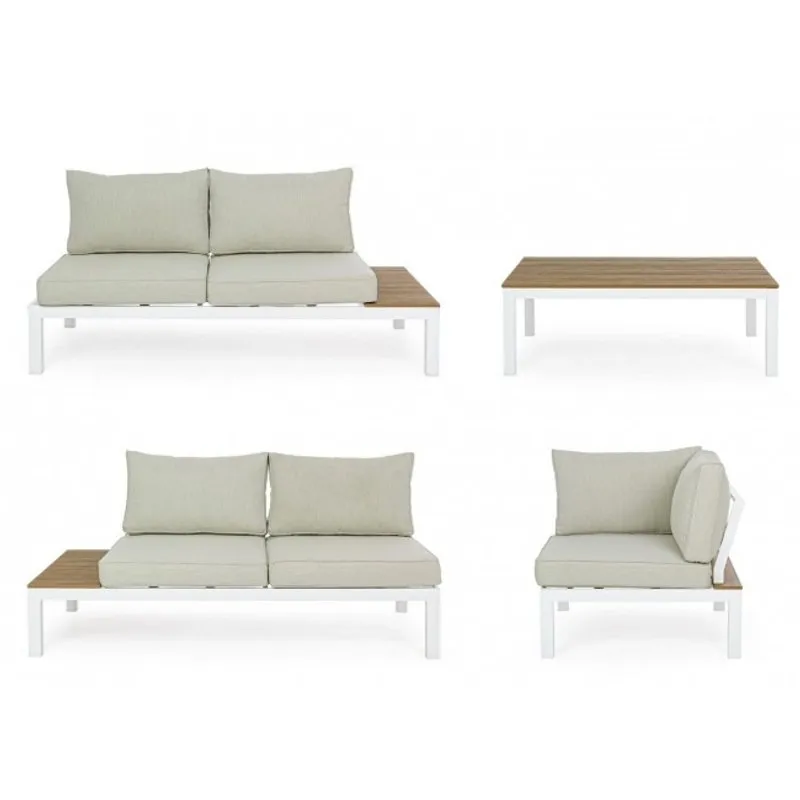 Bizzotto outdoor Set salotto angolare con cuscino Elias bianco sj60