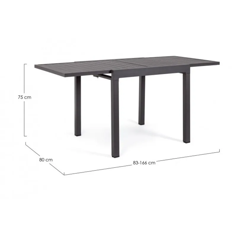 Bizzotto outdoor Tavolo allungabile Pelagius 83-166x80 antracite yk13