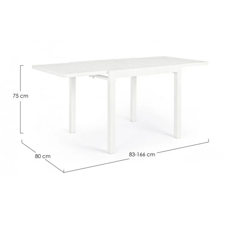 Bizzotto outdoor Tavolo allungabile Pelagius 83-166x80 bianco yk11