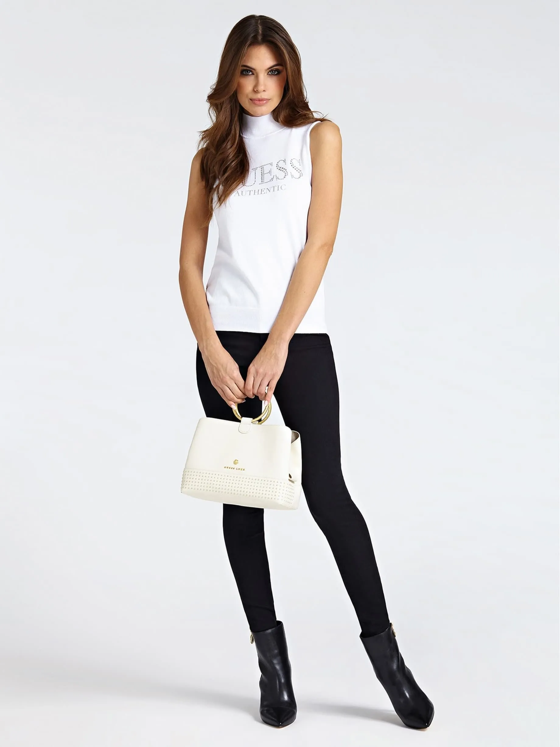 Borsa a mano bloom vera pelle applicazione borchie