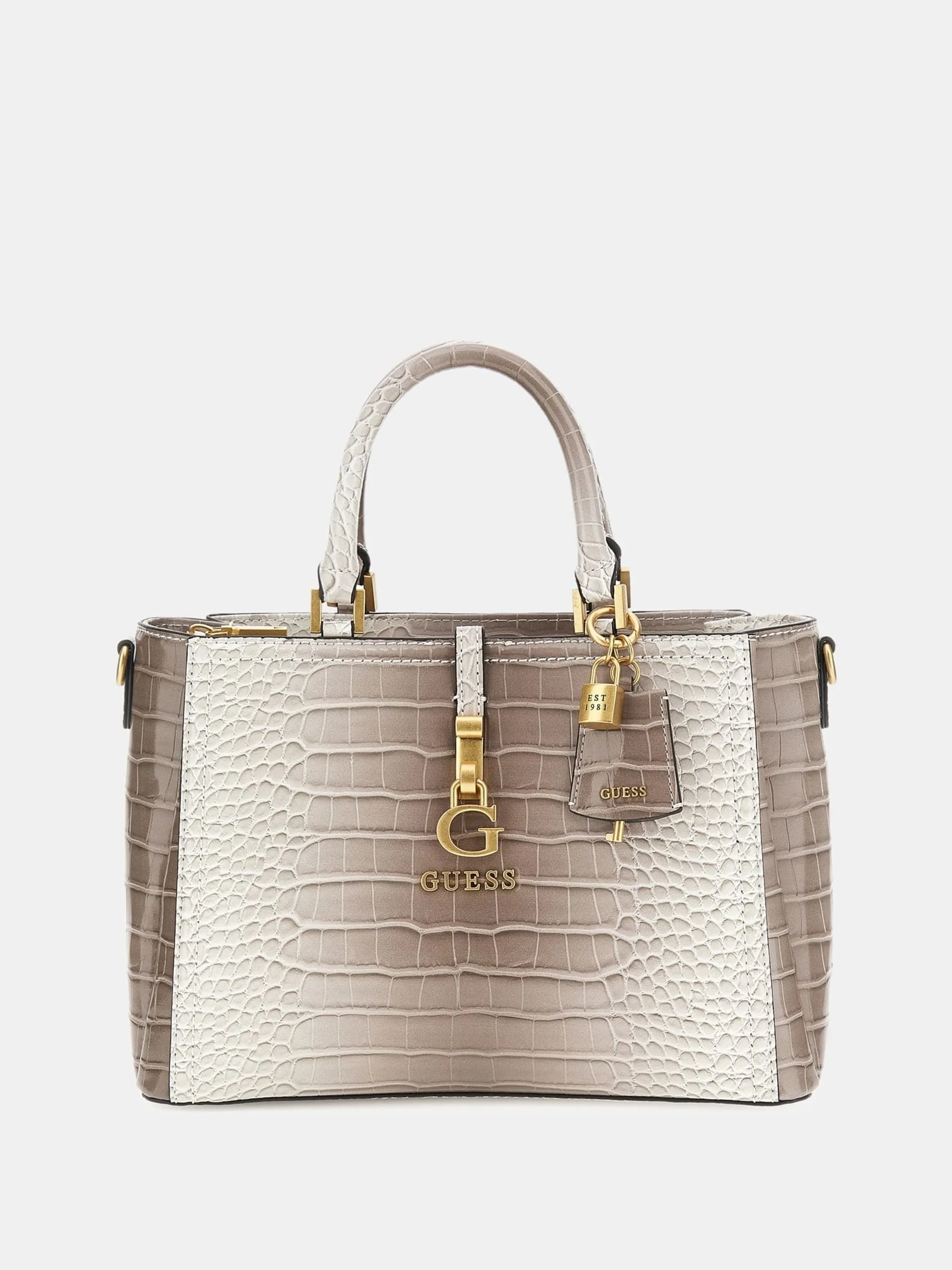 Borsa a mano g james stampa cocco guess