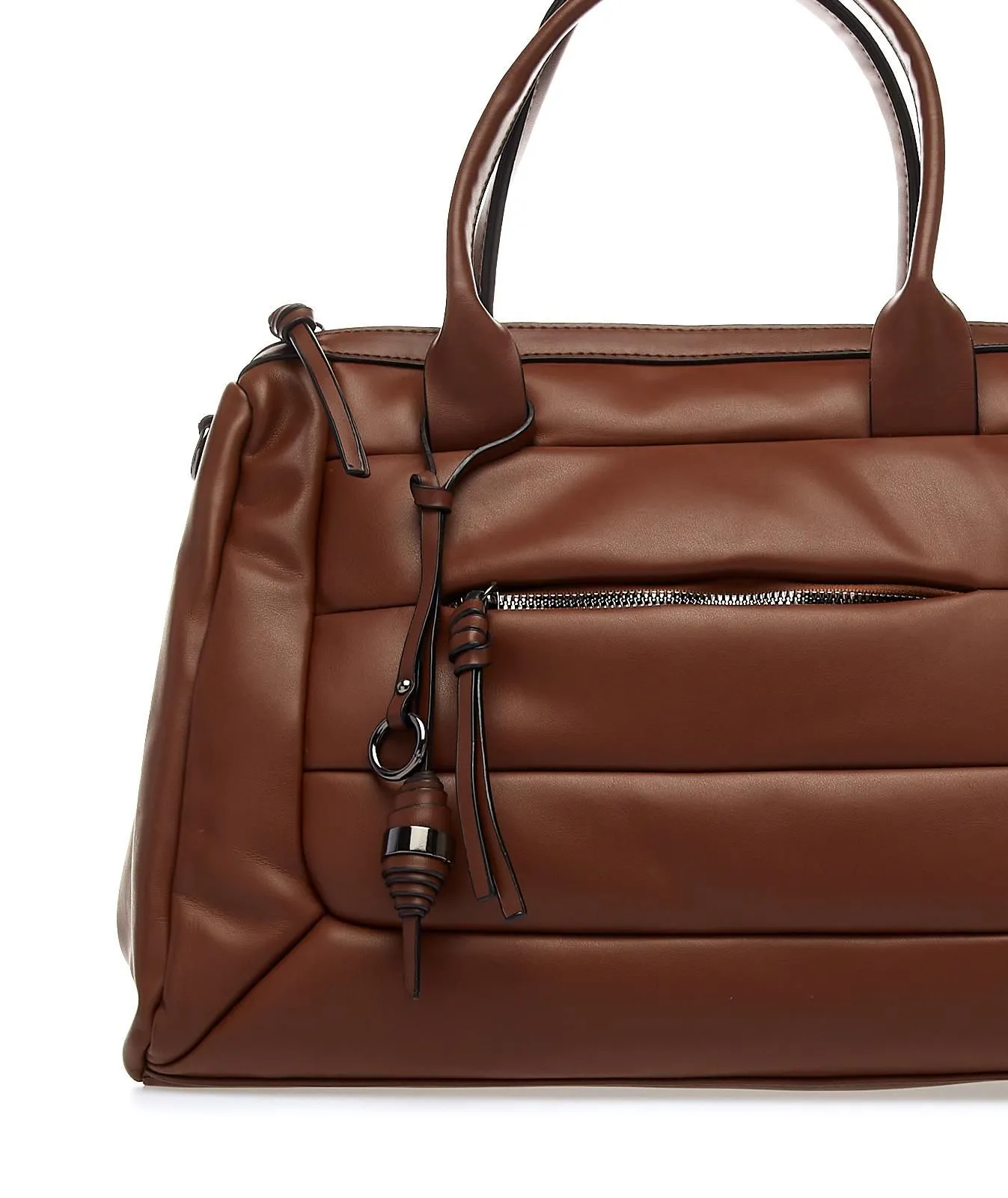Borsa a mano marrone trapuntata con zip