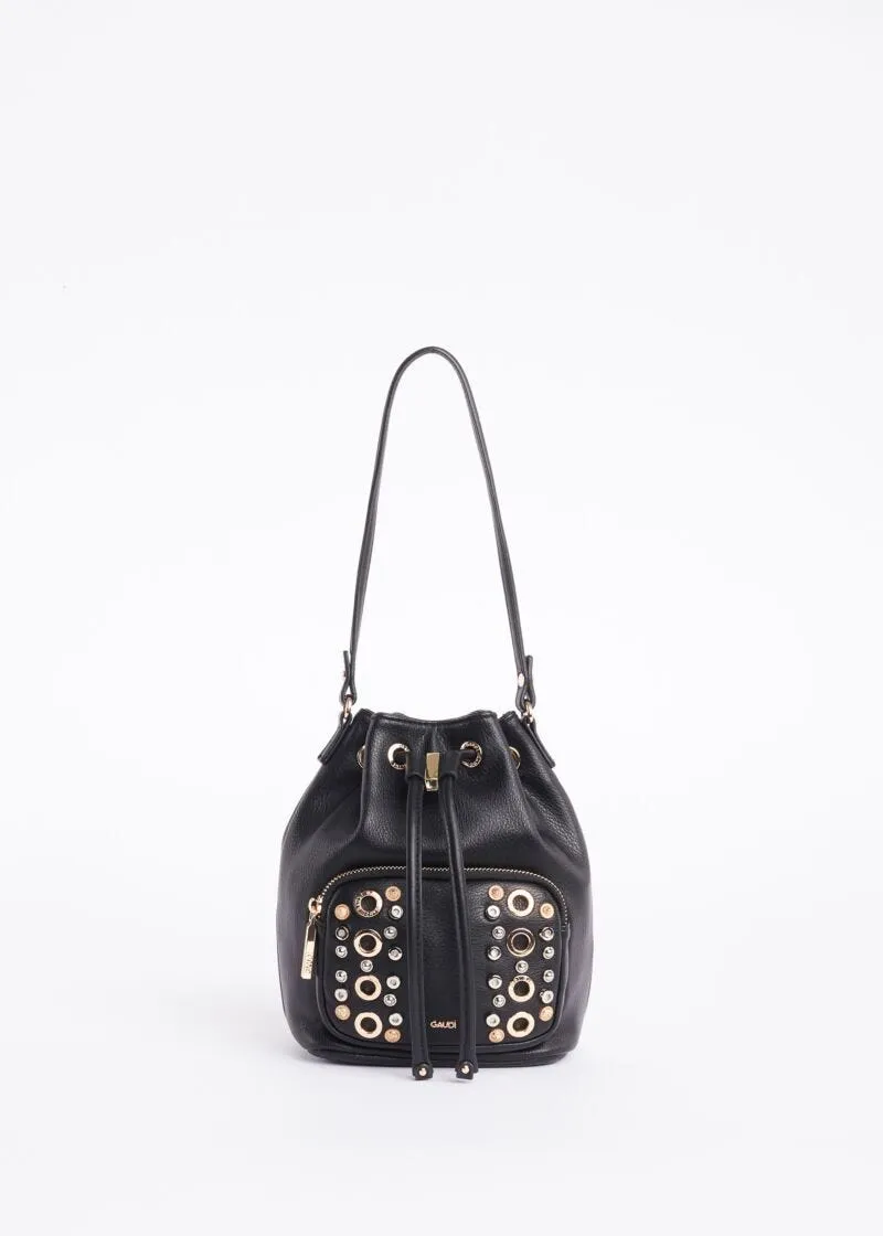 Borsa a secchiello con borchie