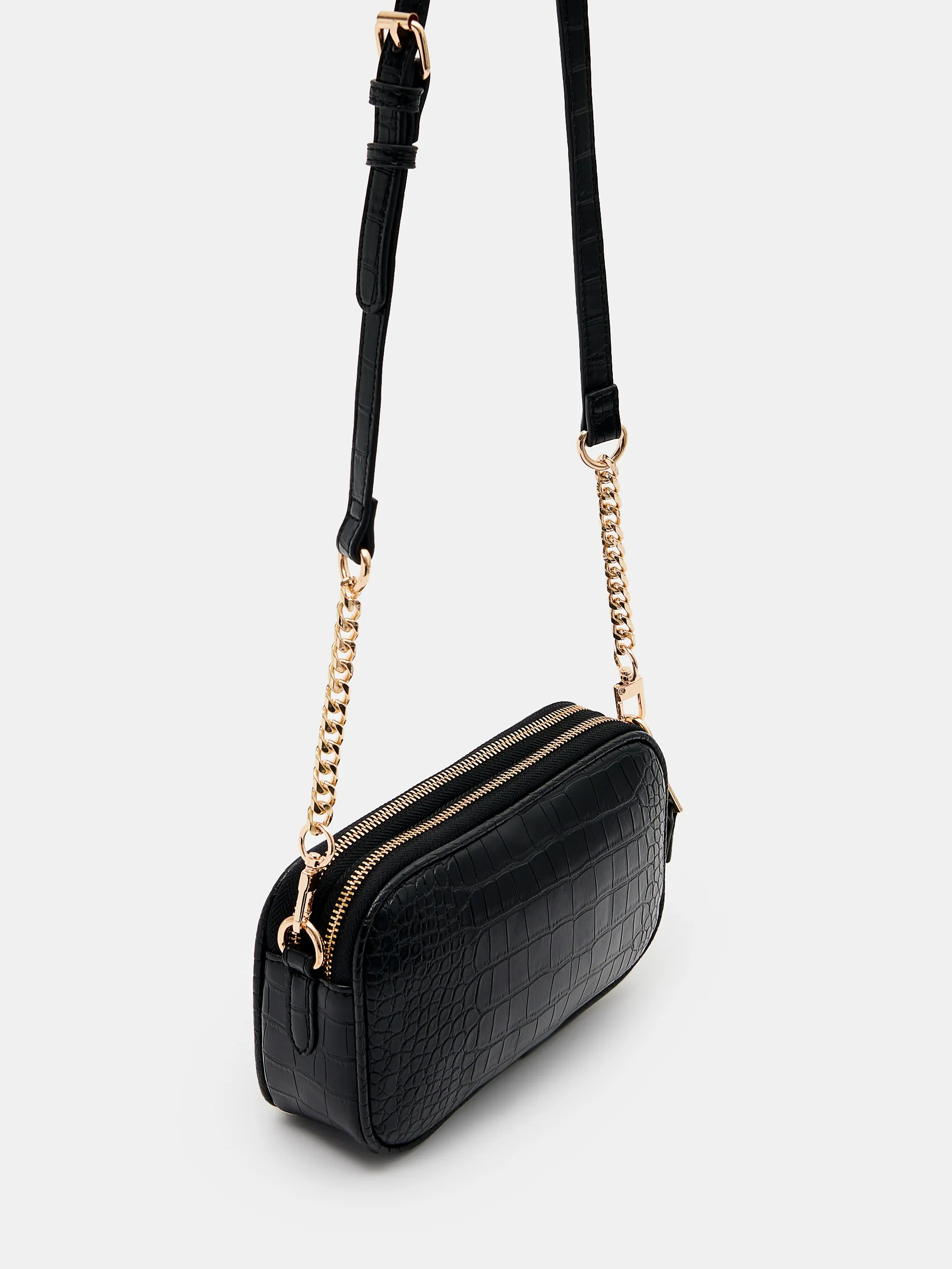 Borsa a spalla nera con catena